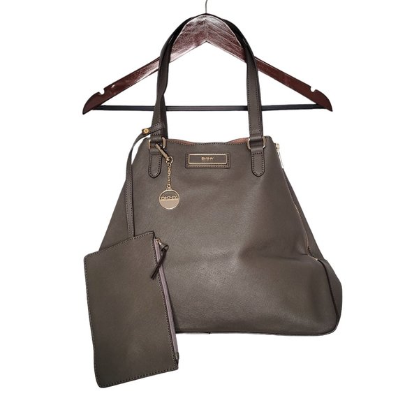 NEW DKNY Bryant Park Zip Side Shopper Saffiano Leather Tote Bag Olive - Picture 4 of 11